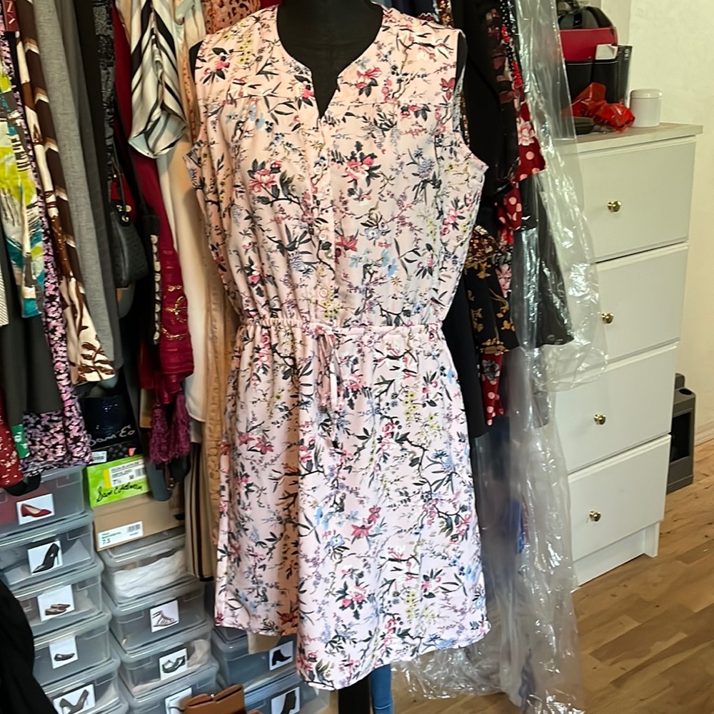 Nicole Miller Original Pale Pink Floral Print Sleeveless Mini Dress NWT!